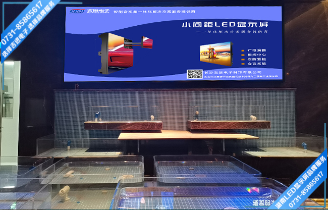 長沙岳麓區(qū)濱江一號某海鮮館鍍膜LED顯示屏